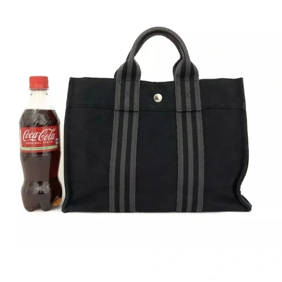 Hermes Black Canvas Tote PM Mini Size - Picture 2 of 12